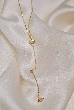 Gargantilha gravata com concha HIPOALERGÊNICO