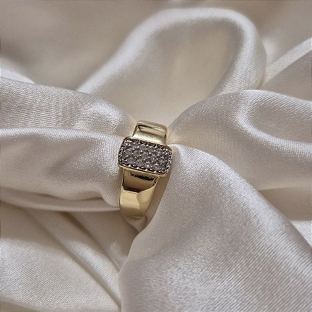 Anel quadrado com zircônia ANTIALÉRGICO