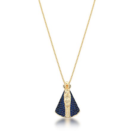 Gargantilha Nossa Aparecida com manto azul ANTIALÉRGICO