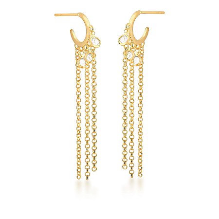 Brinco meia argola com corrente ANTIALÉRGICO