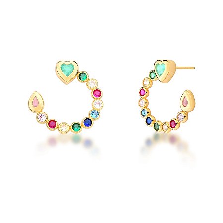 Brinco cÍrculo de pedra ANTIALÉRGICO