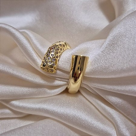 Anel aberto com detalhe em zircônia ANTIALÉRGICO