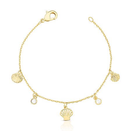 Pulseira conchas com zircônia ANTIALÉRGICA