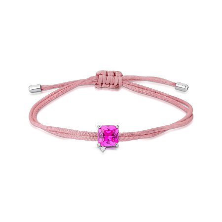 Pulseira fio de seda II com pingente de PRATA 925 COM BANHO DE RÓDIO