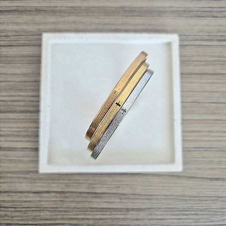 Trio de braceletes finos pai nosso AÇO