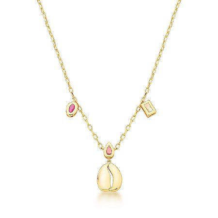 Colar búzio com pedras ANTIALÉRGICO