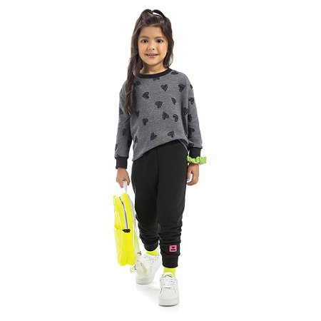 Moletom Infantil CM-Kid Meninas - Estampa Coração Manga Comprida