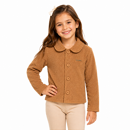 Casaco Tweed Infantil Menina Marrrom
