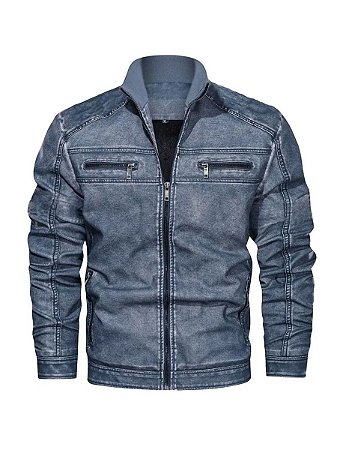 jaqueta couro slim masculina