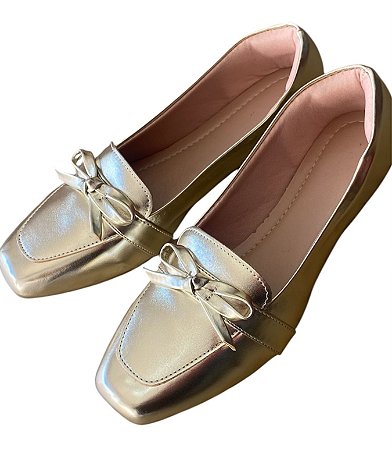 Mocassim Ouro Laço