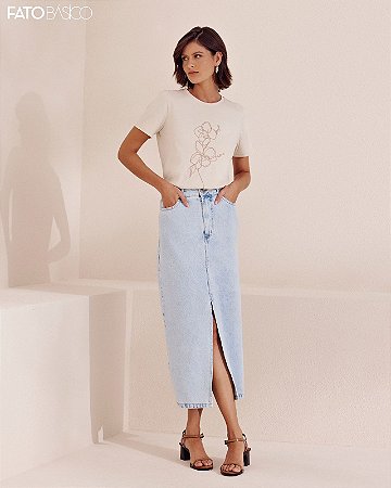 Tshirt Bordada Flor Linha