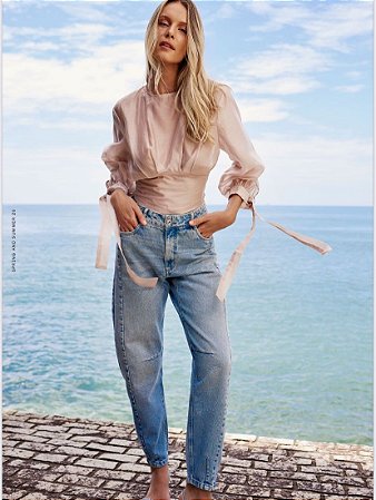 Blusa Viscose Manga Transparente