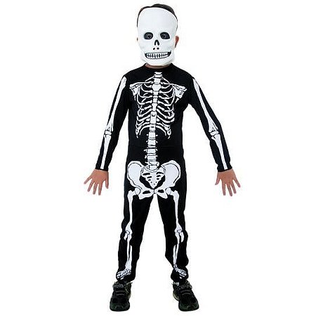 Fantasia Esqueleto Infantil Longo com Máscara - Halloween
