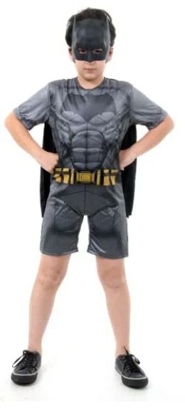 Fantasia Batman Infantil Curto com Musculatura - Liga da Justiça