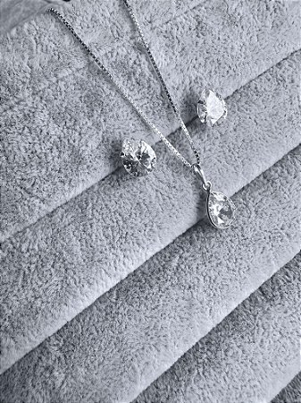 Conjunto Gota Zircônia Cristal
