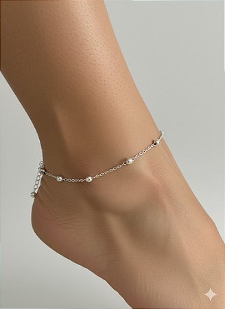Tornozeleira de Prata Bolinhas