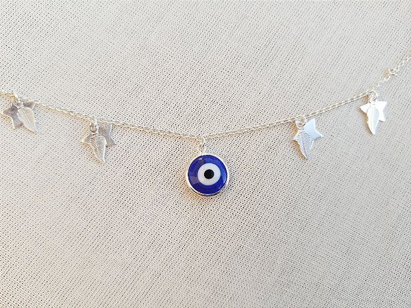 Pulseira de Olho Grego com Folhas
