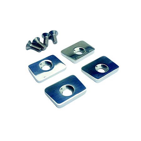 Kit Chapa Fixação Tanque Combustível Alumínio Polido c/ Parafusos Inox - 04pçs