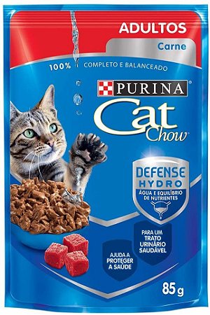 Ração Úmida Nestlé Purina Cat Chow para Gatos Adultos Sachê de Carne ao Molho - 85g