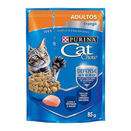 Ração Úmida Nestlé Purina Cat Chow para Gatos Adultos Castrados - Sachê com Frango ao Molho 85g