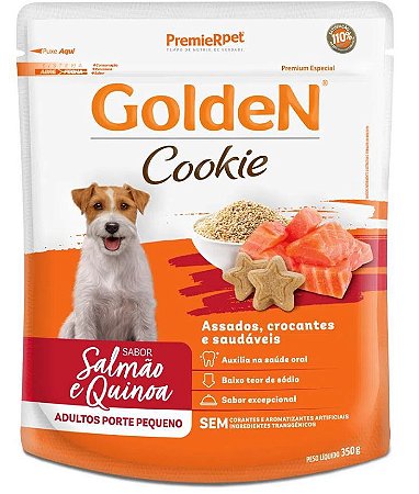 Golden Cookie para Cães Adultos Porte Pequeno Salmão e Quinoa 350g
