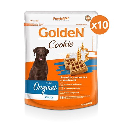 Golden Cookie Mini Bits Assados Crocantes para Cães Adultos 350g -  kit com 10 unidades