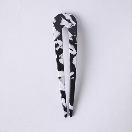 Prendedor de Resina para Coque Preto e Branco