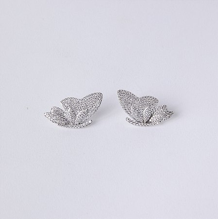 Brinco de Metal Borboleta com Zircônias