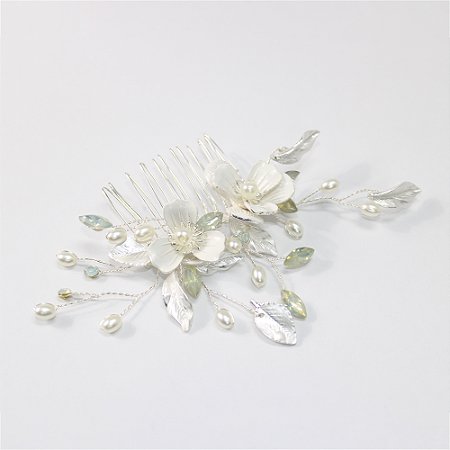 Travessa Metal com Flores e Pérolas
