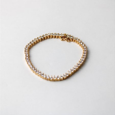 Pulseira Metal Riviera com Cristais Dourado