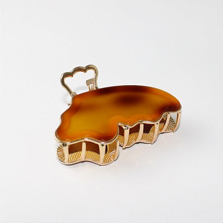 Prendedor de Cabelo Metal Piranha Tartaruga Dourado