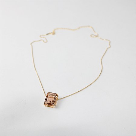 Colar Folheado com Pingente de Zircônia Âmbar