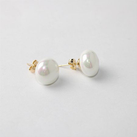 Brinco Metal Pérola Achatada