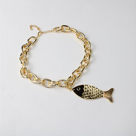 Colar Metal Peixe Dourado