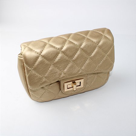 Bolsa Matelassê Metalizada com Fecho Twist