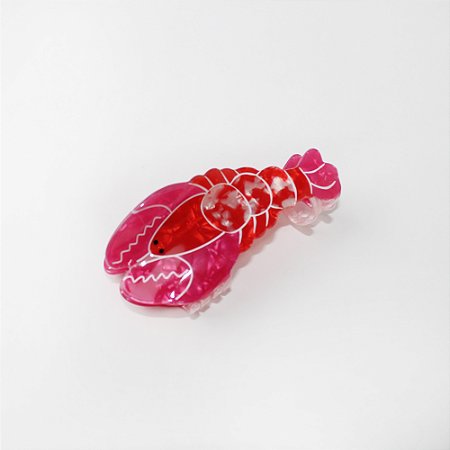 Prendedor de Cabelo Piranha em Resina Formato Lagosta