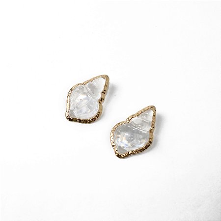 Brinco de Resina Concha com Borda Dourada