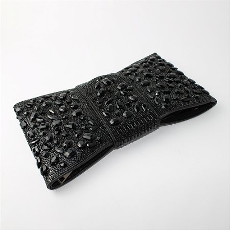 Bolsa Carteira de Festa em Material Sintético com Cristais