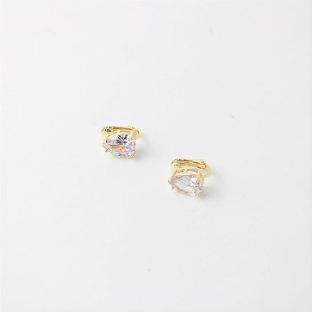 Brinco de Pressão em Metal Gota com Cristais Lapidados