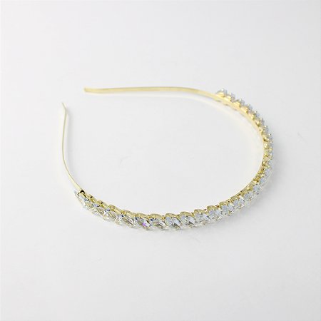 Tiara de Metal com Cristais Marquise Luxo