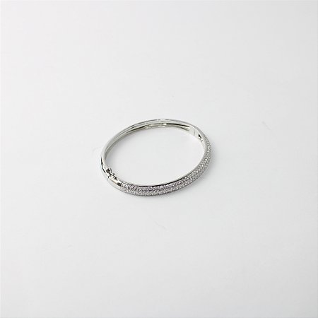 Bracelete de Metal com Microzircônias Cravejadas Luxo