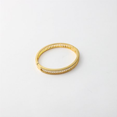 Bracelete de Metal Cravejado com Cristais e Microzircônias