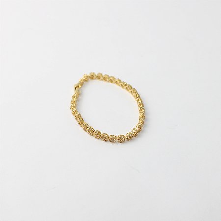 Pulseira Riviera Metal com Elos de Flor e Cristais