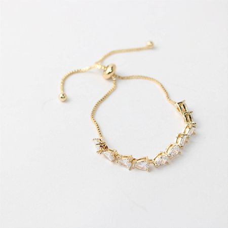 Pulseira Gravata de Metal com Zircônias Gota Luxo