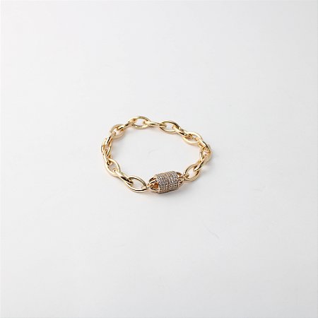Pulseira de Metal com Elos e Detalhe Central em Zircônias