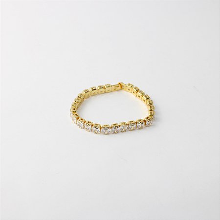 Pulseira Riviera de Metal com Zircônias Quadradas