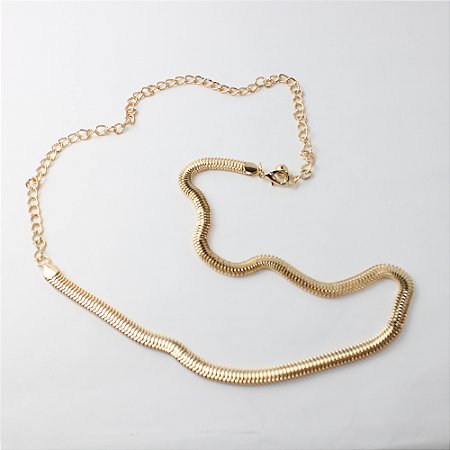 Cinto de Metal Malha Fita com Corrente Extensora