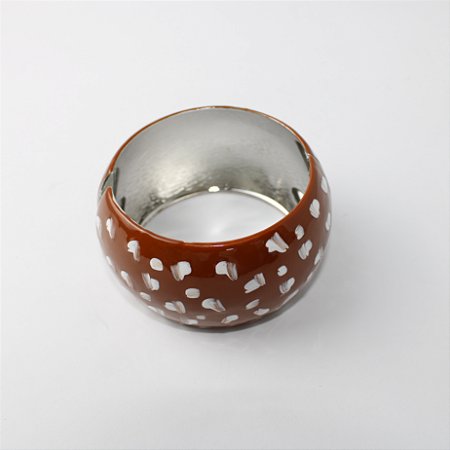 Pulseira Bracelete de Metal Esmaltado Marrom Estampado