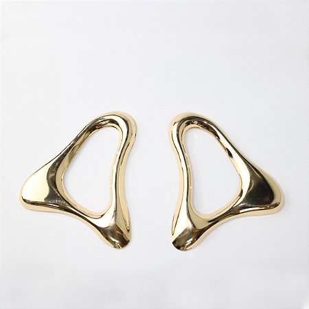 Brinco Maxi de Metal Geométrico Abulado Dourado