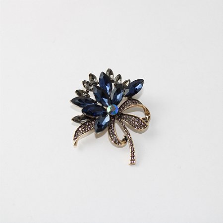 Broche de Metal Flor em Zircônia com Laço